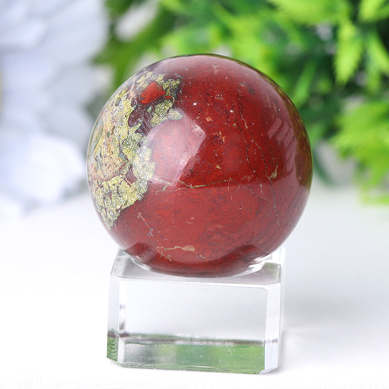 1.5-Inch Dragon Blood Stone Crystal Sphere Healing Orb