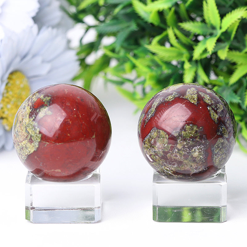 1.5-Inch Dragon Blood Stone Crystal Sphere Healing Orb