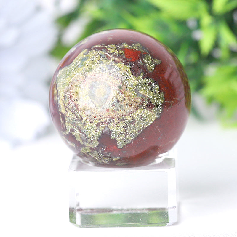 1.5-Inch Dragon Blood Stone Crystal Sphere Healing Orb