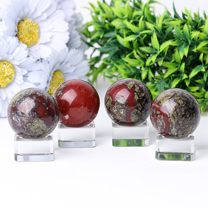 1.5-Inch Dragon Blood Stone Crystal Sphere Healing Orb