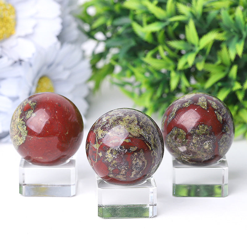 1.5-Inch Dragon Blood Stone Crystal Sphere Healing Orb