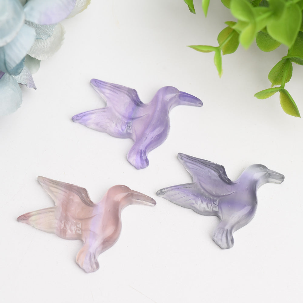 1.5 inch Fluorite Hummingbird Crystal Carving for Meditation and Healing