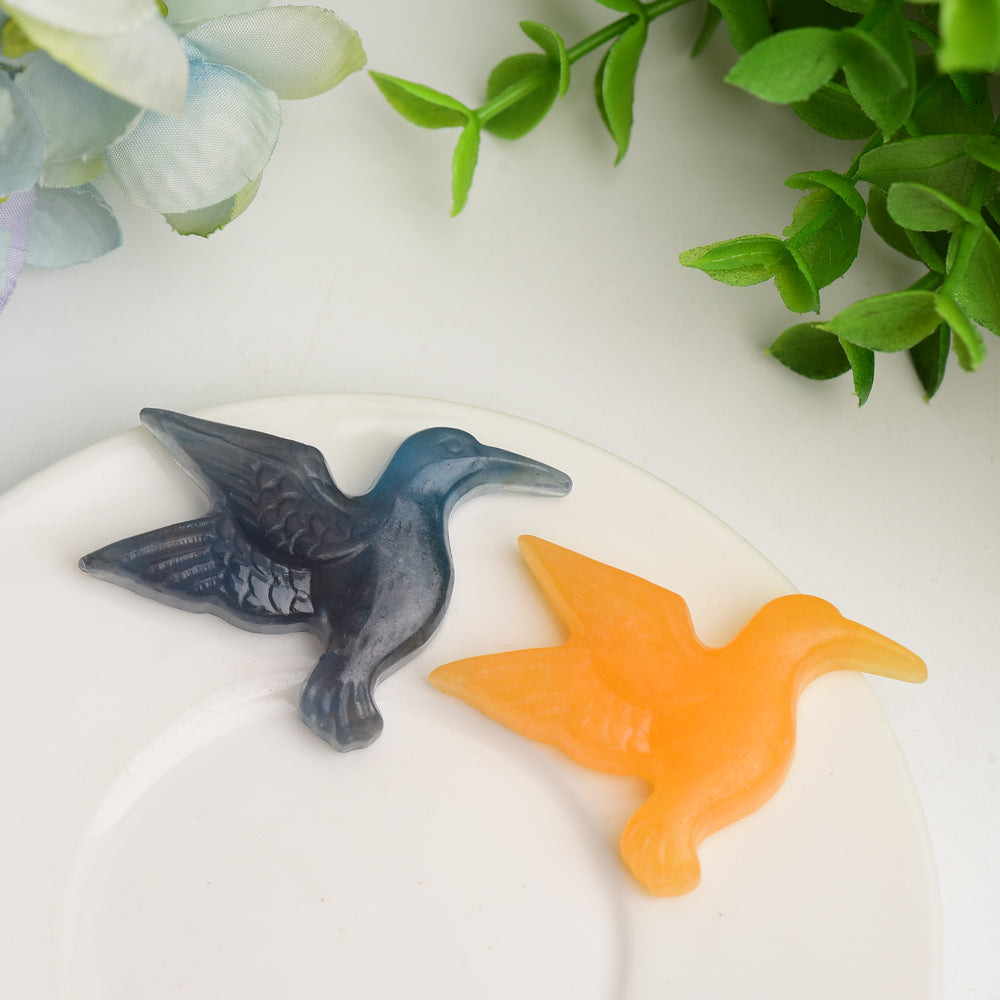 1.5 inch Fluorite Hummingbird Crystal Carving for Meditation and Healing