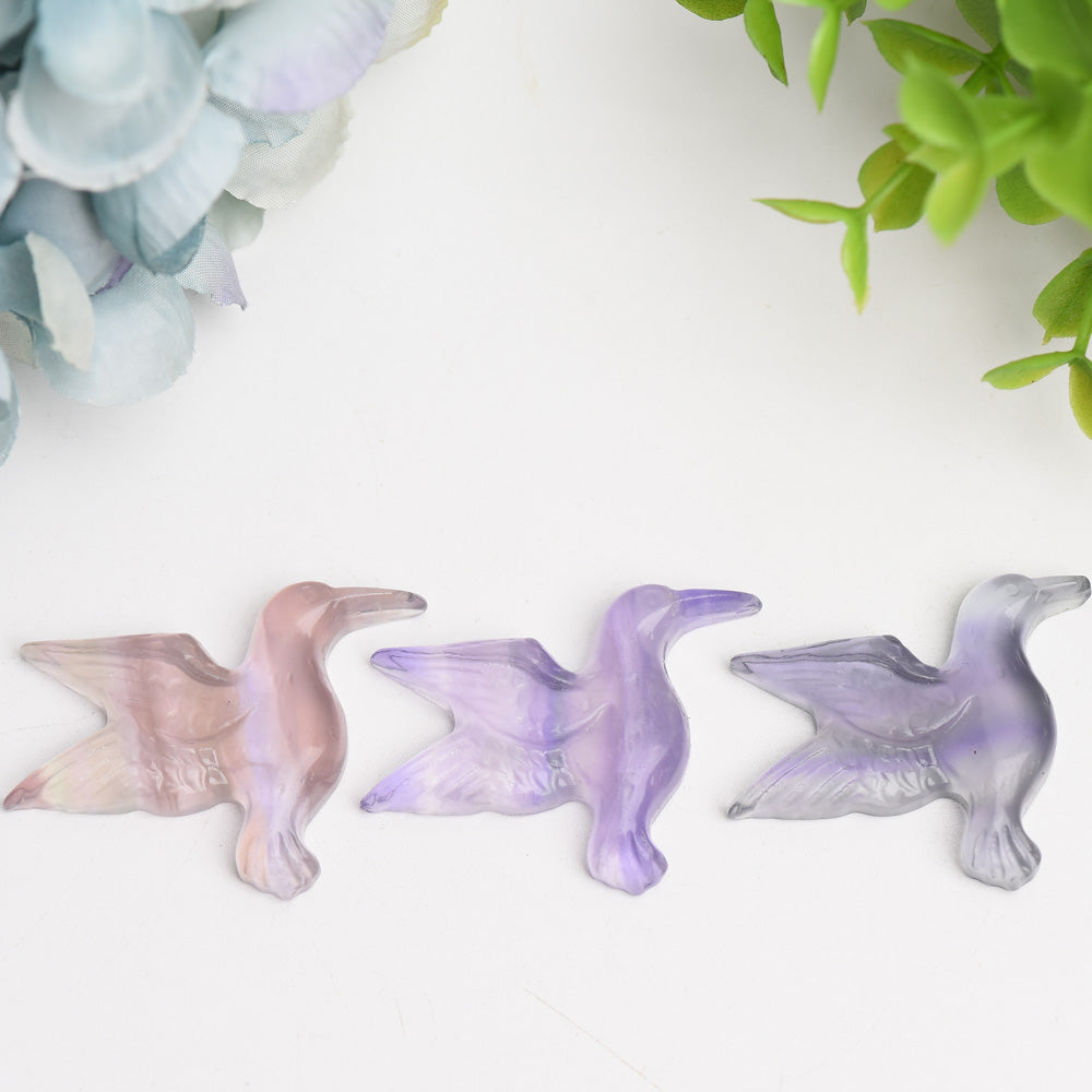 1.5 inch Fluorite Hummingbird Crystal Carving for Meditation and Healing