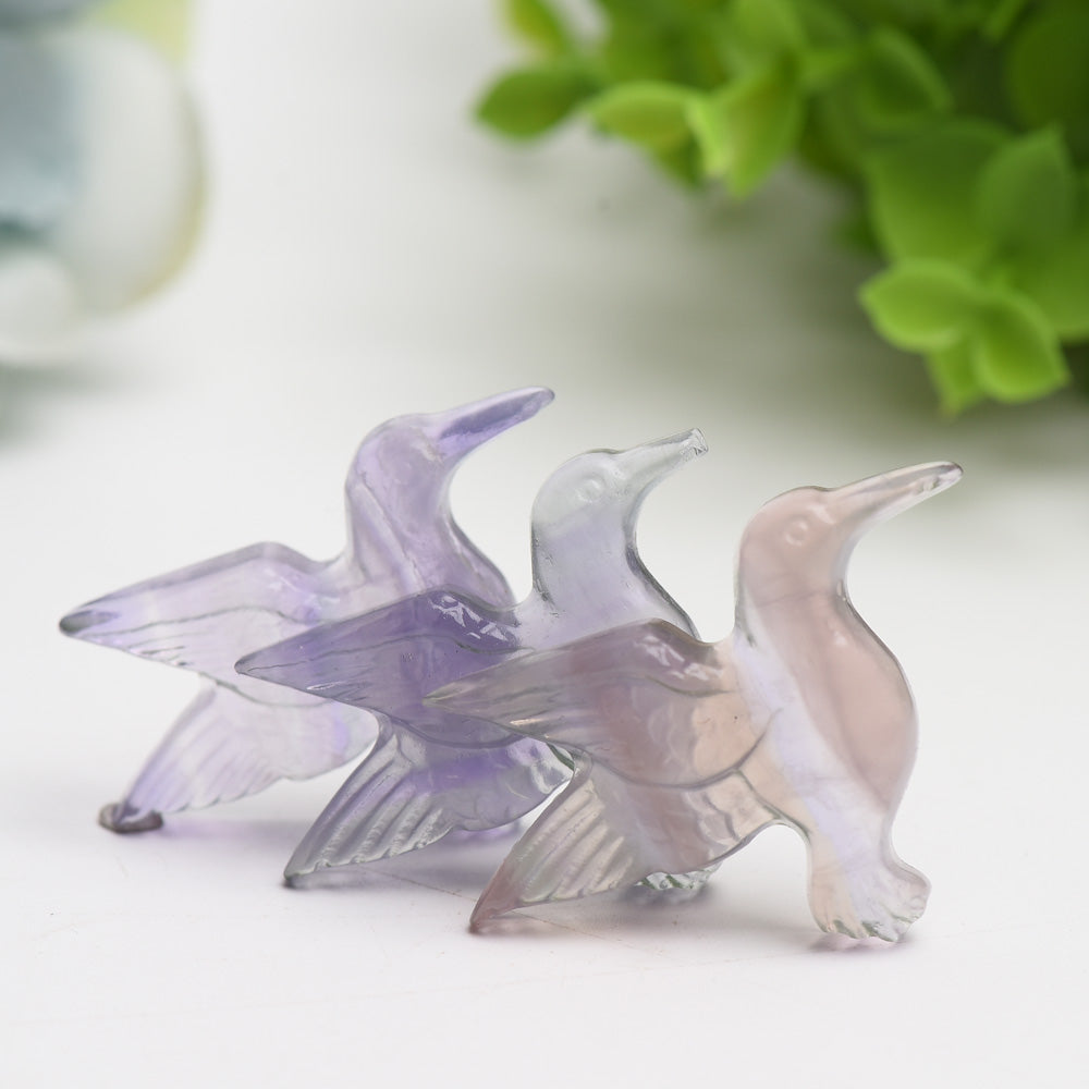 1.5 inch Fluorite Hummingbird Crystal Carving for Meditation and Healing