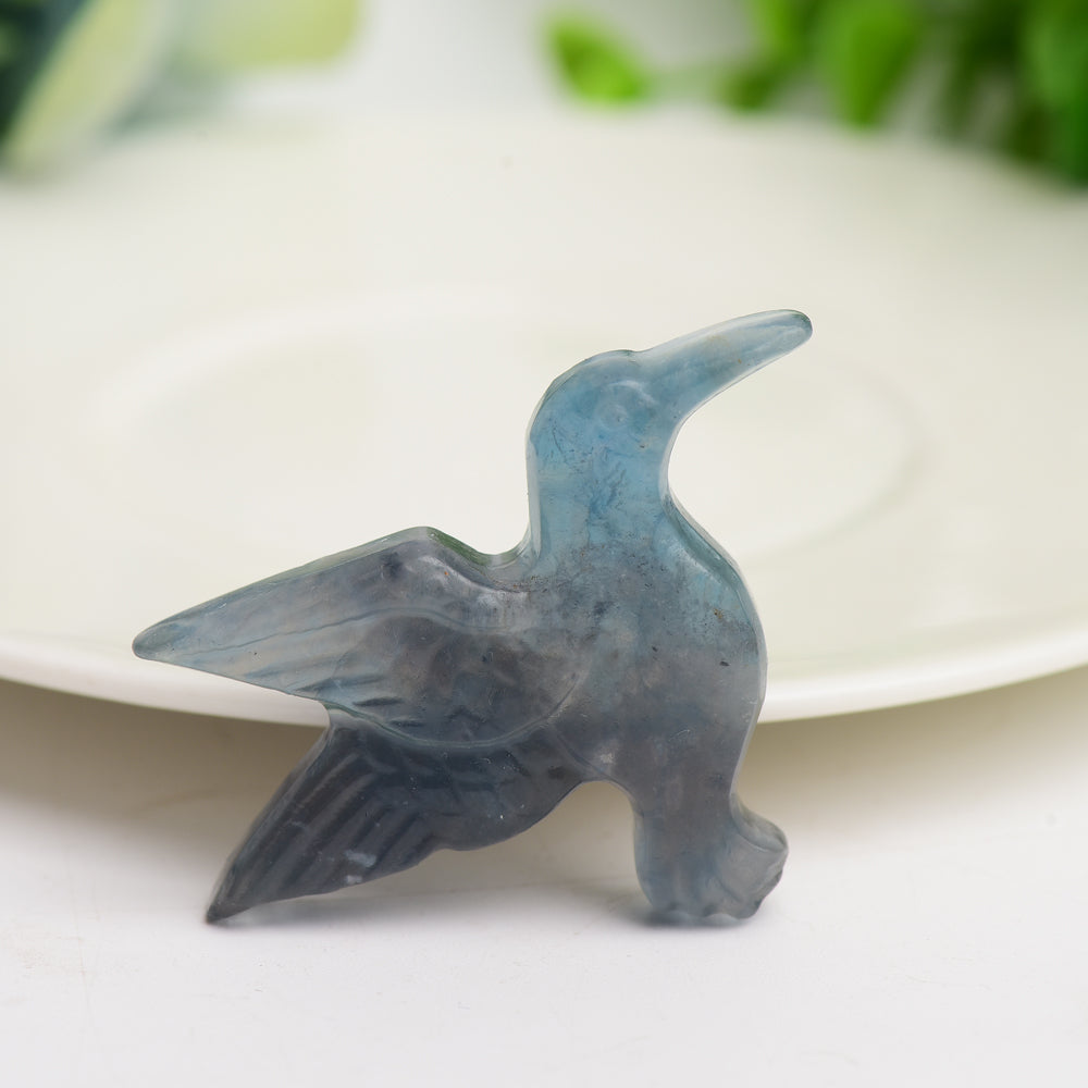 1.5 inch Fluorite Hummingbird Crystal Carving for Meditation and Healing