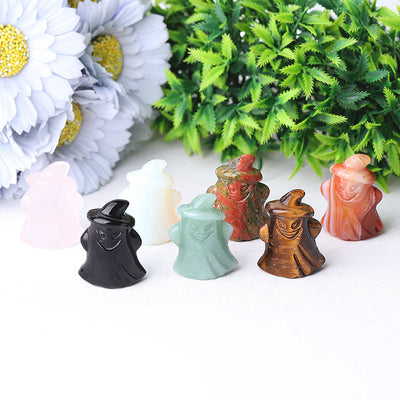 1.5 inch Hand-Carved Crystal Ghost Figurines for Halloween