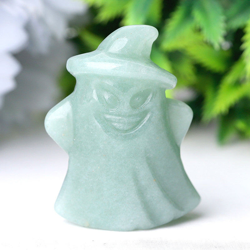 1.5 inch Hand-Carved Crystal Ghost Figurines for Halloween