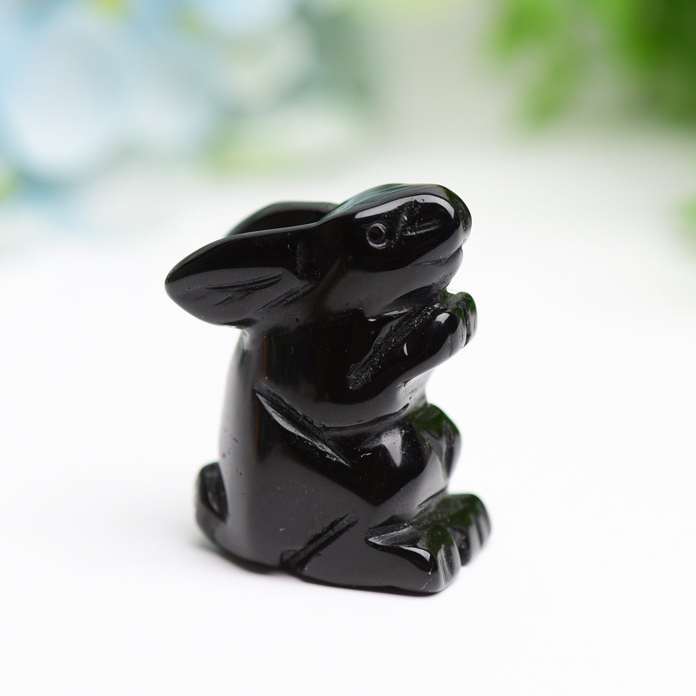 1.5 Inch Hand-Carved Crystal Rabbit Figurine for Prosperity