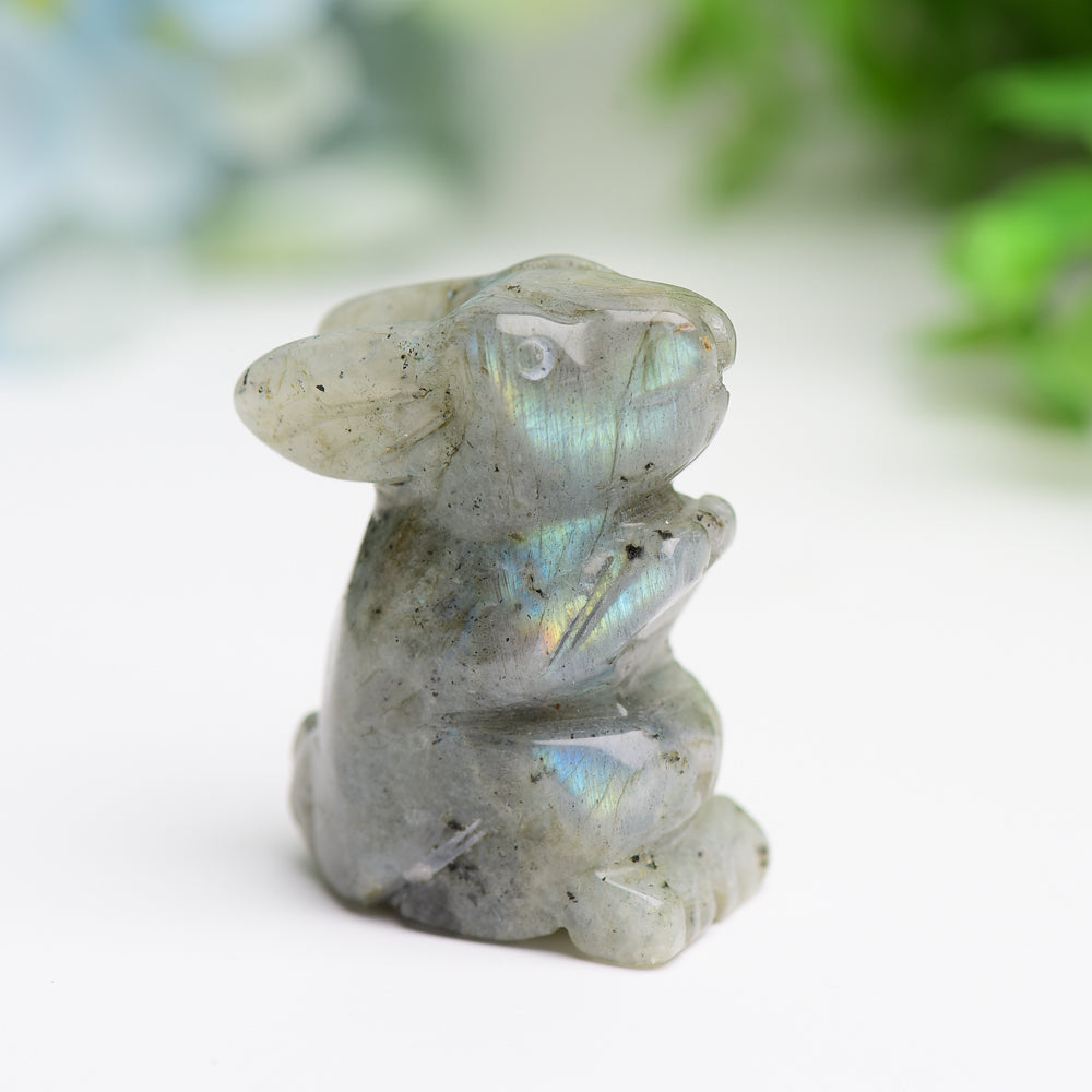 1.5 Inch Hand-Carved Crystal Rabbit Figurine for Prosperity