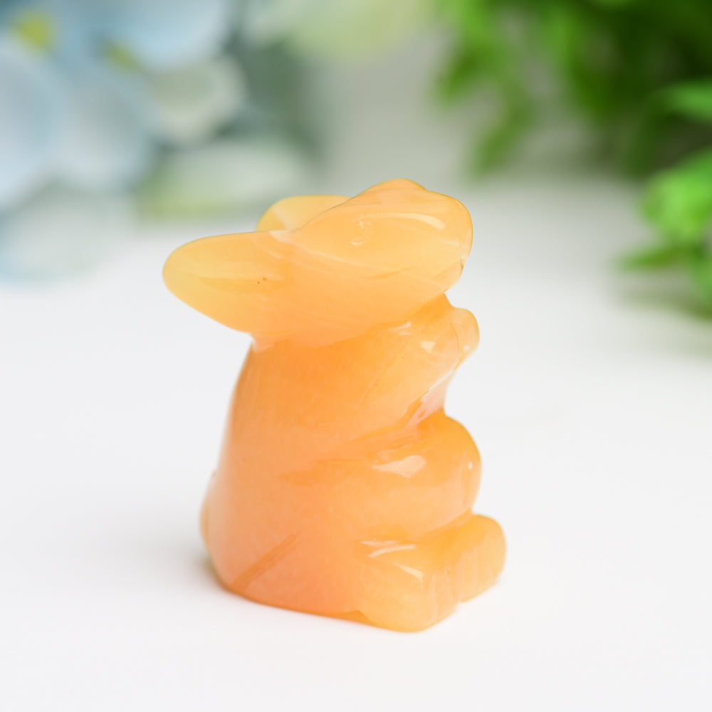 1.5 Inch Hand-Carved Crystal Rabbit Figurine for Prosperity