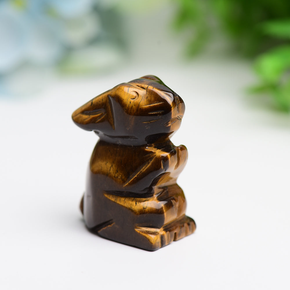 1.5 Inch Hand-Carved Crystal Rabbit Figurine for Prosperity