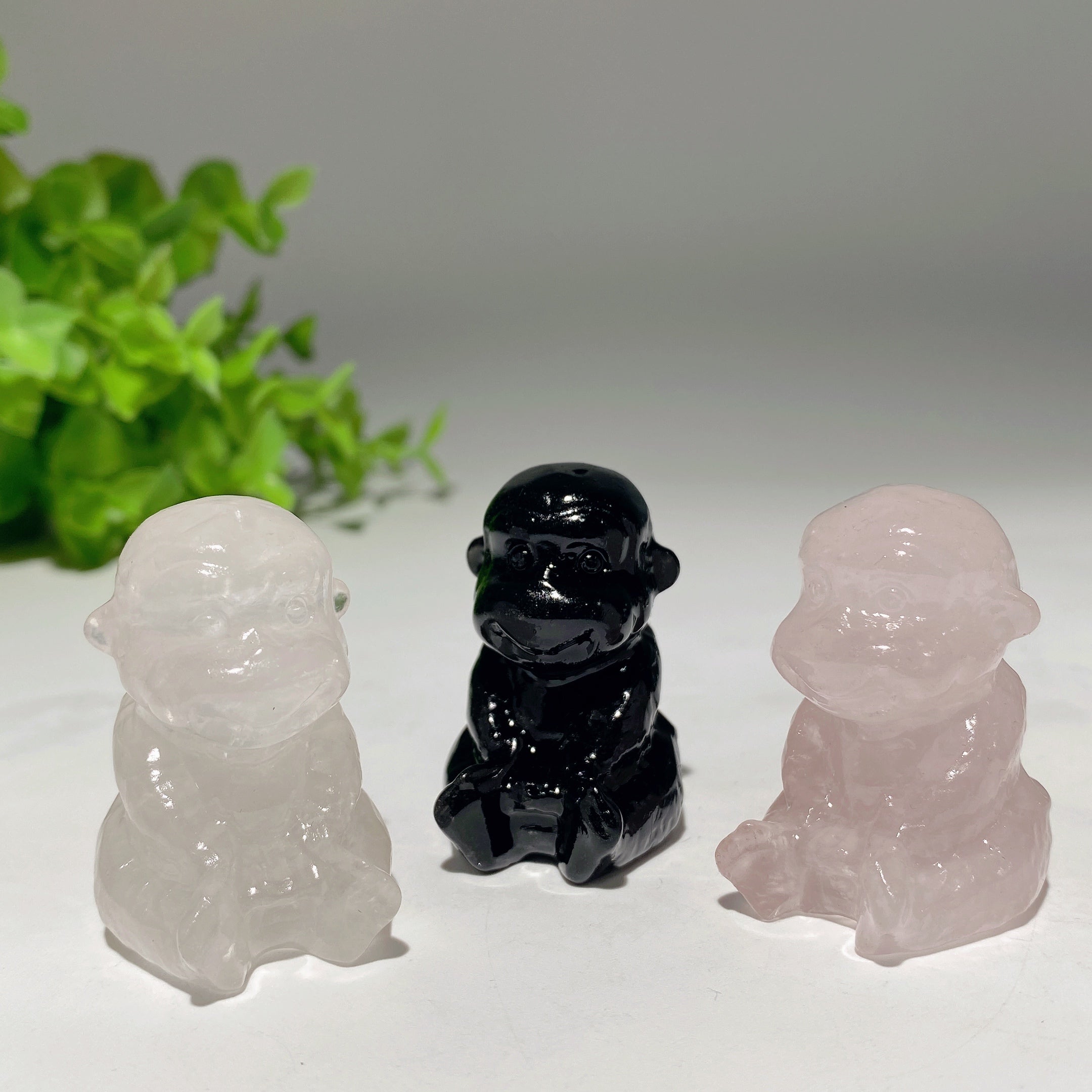 1.5-Inch Mixed Crystal Animal Monkey Carvings for Healing