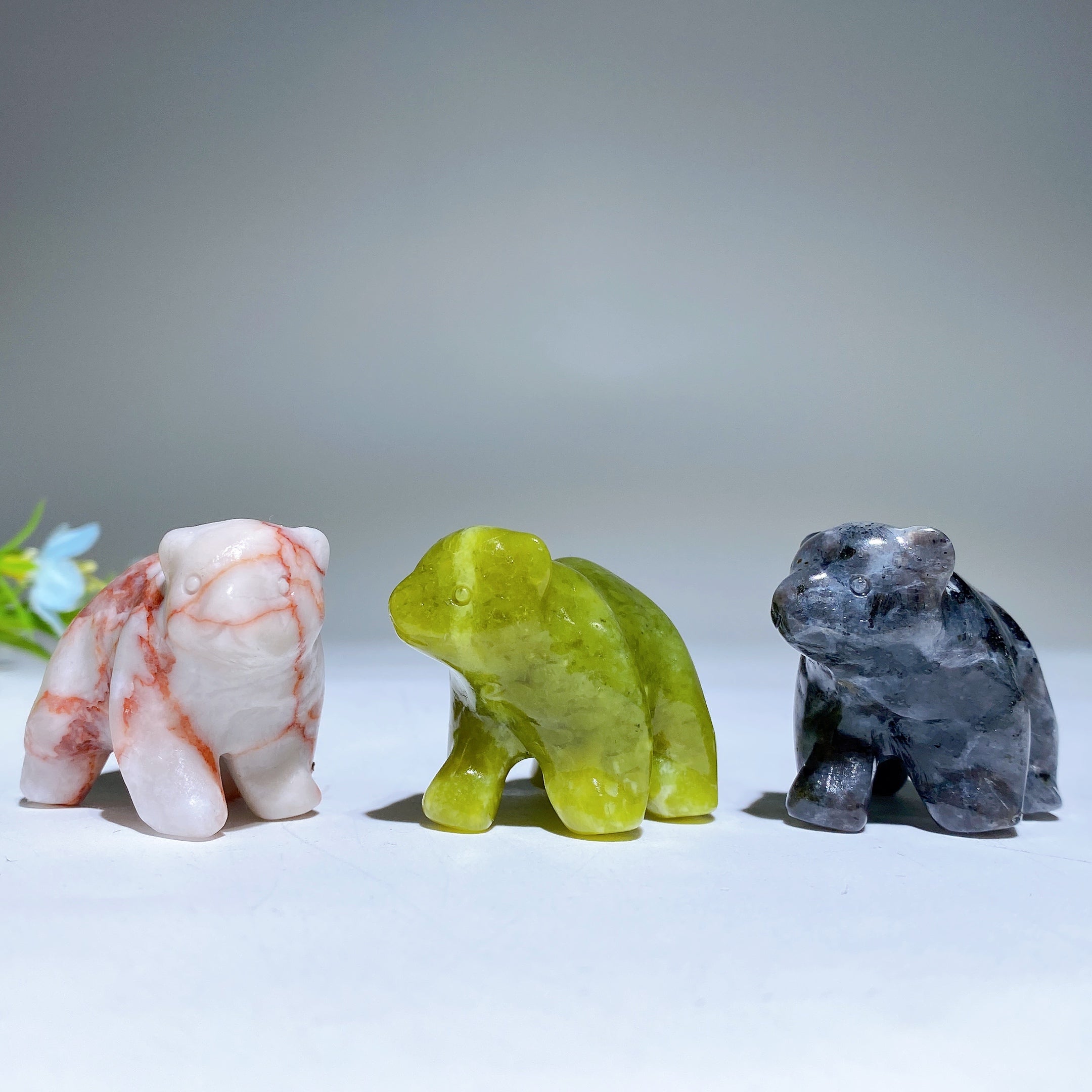1.5 Inch Mixed Crystal Bear Carvings for Healing & Decoration