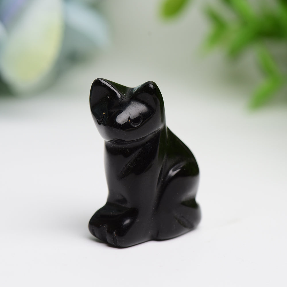 1.5-inch Mixed Crystal Cat Figurine for Protection