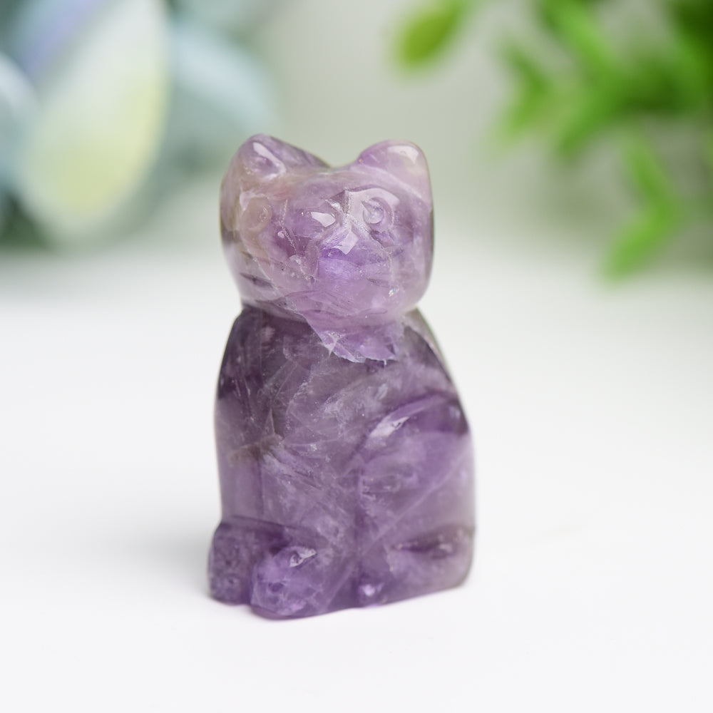 1.5-inch Mixed Crystal Cat Figurine for Protection
