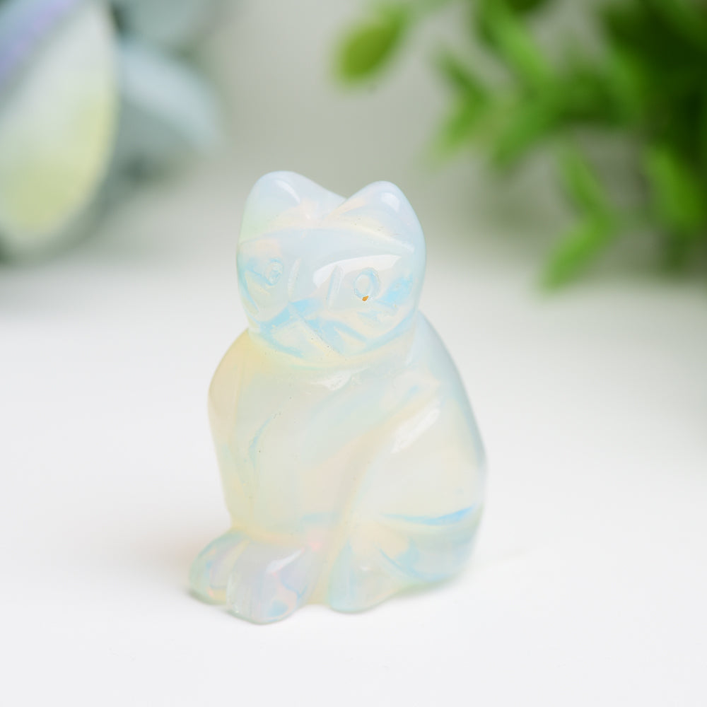 1.5-inch Mixed Crystal Cat Figurine for Protection