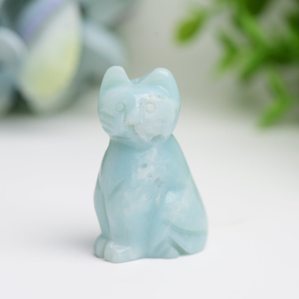 1.5-inch Mixed Crystal Cat Figurine for Protection