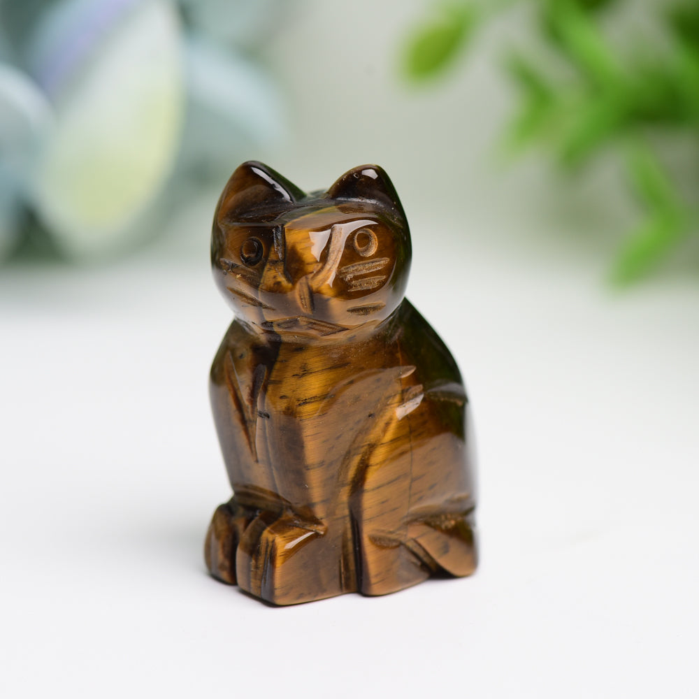 1.5-inch Mixed Crystal Cat Figurine for Protection