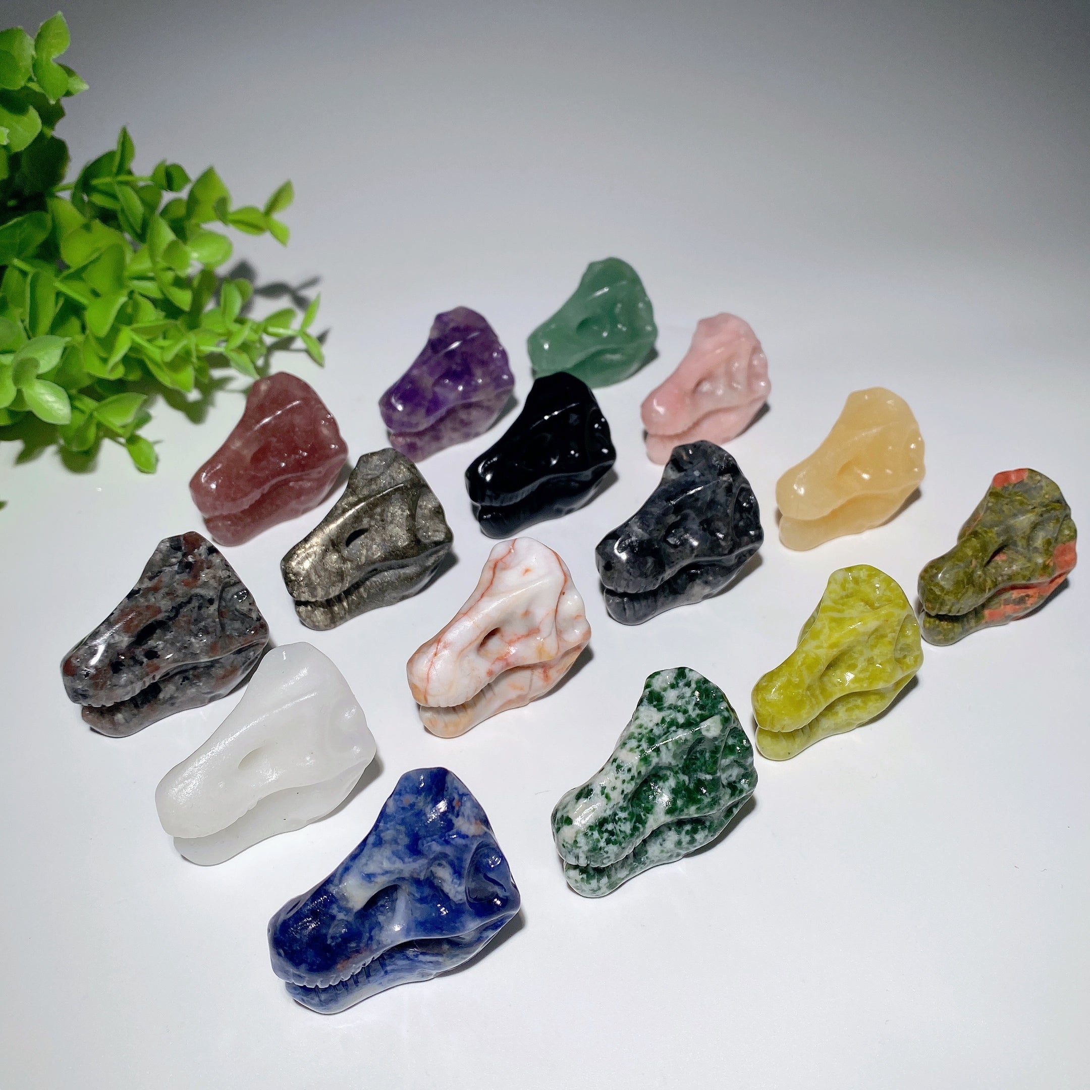 1.5 Inch Mixed Crystal Dinosaur Skull Figurine for Healing