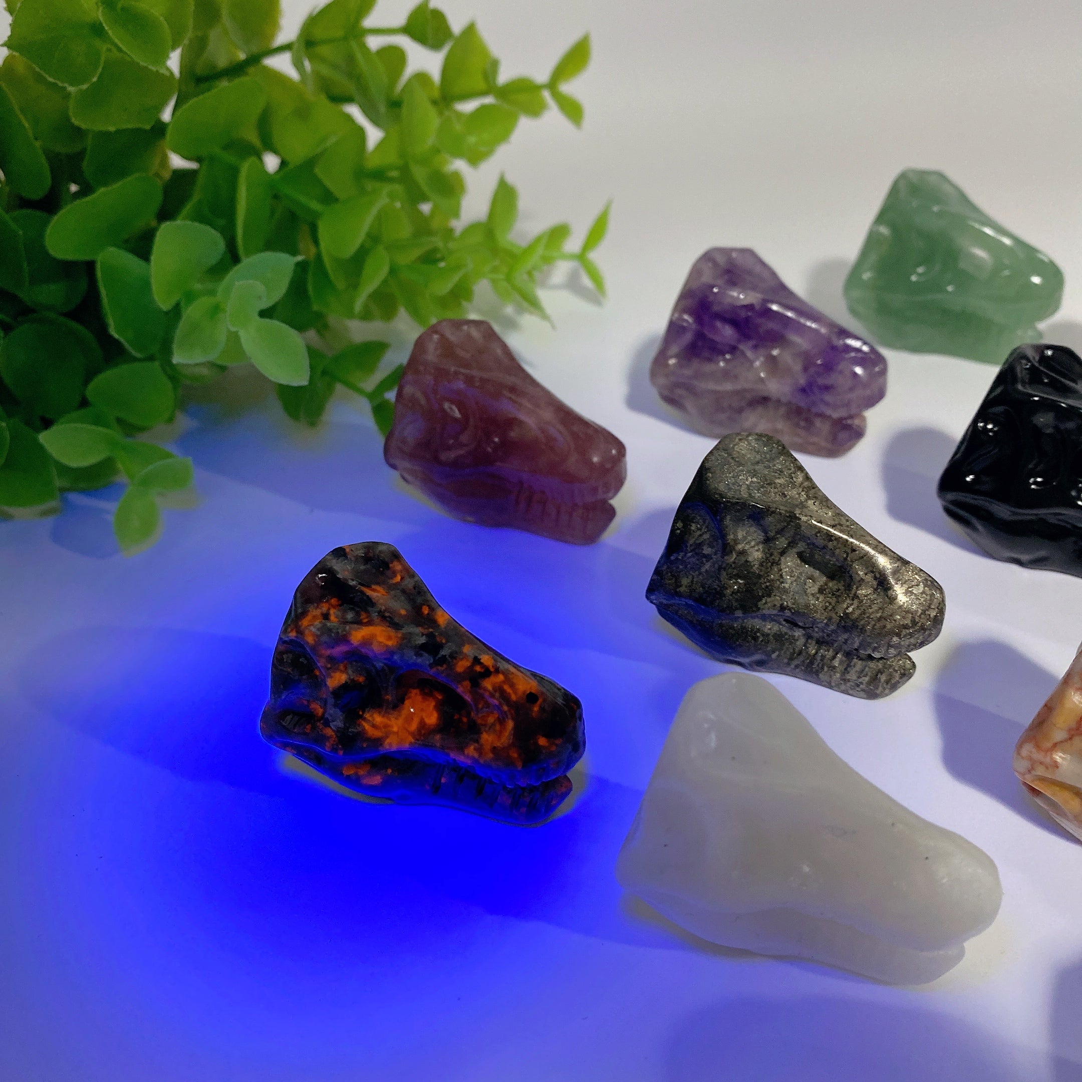 1.5 Inch Mixed Crystal Dinosaur Skull Figurine for Healing