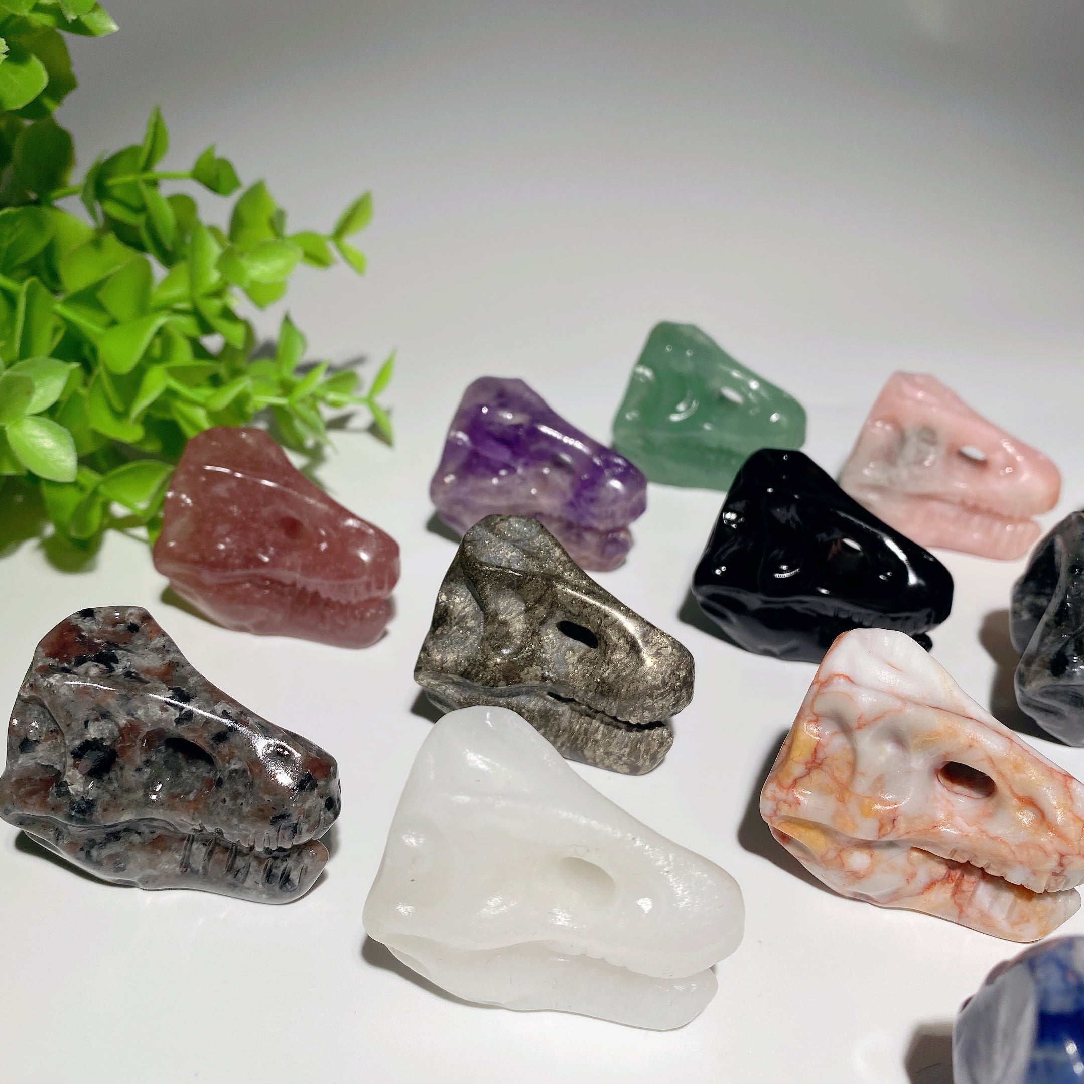 1.5 Inch Mixed Crystal Dinosaur Skull Figurine for Healing