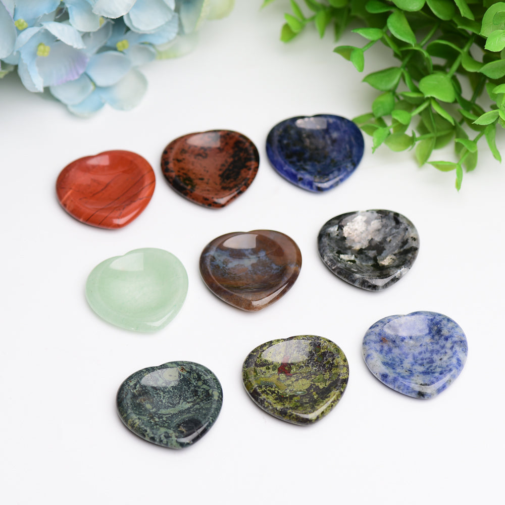 1.5 inch Mixed Crystal Heart Worry Stone for Anxiety Relief