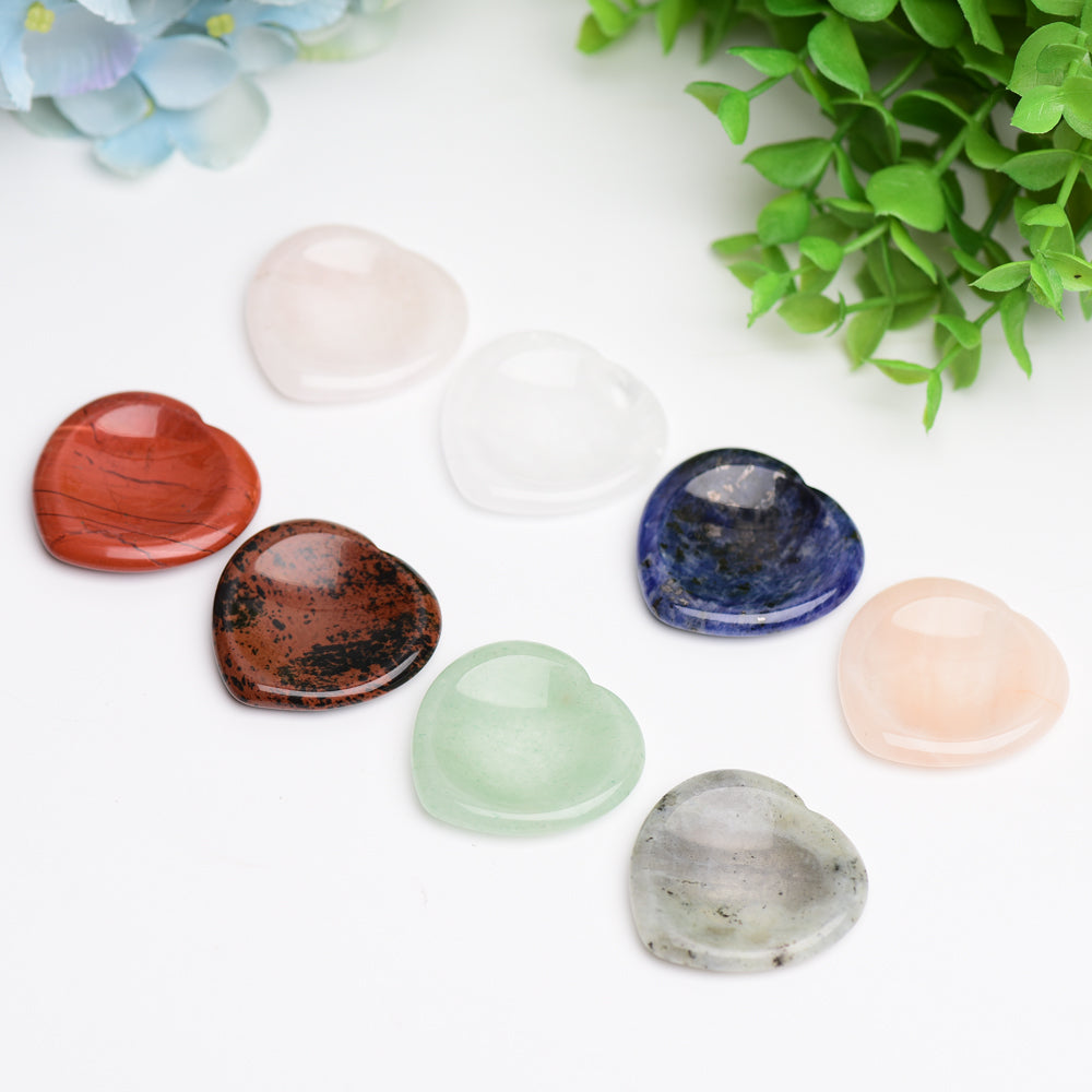 1.5 inch Mixed Crystal Heart Worry Stone for Anxiety Relief