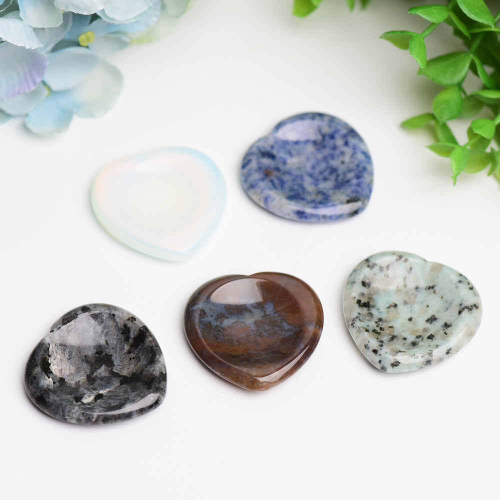 1.5 inch Mixed Crystal Heart Worry Stone for Anxiety Relief