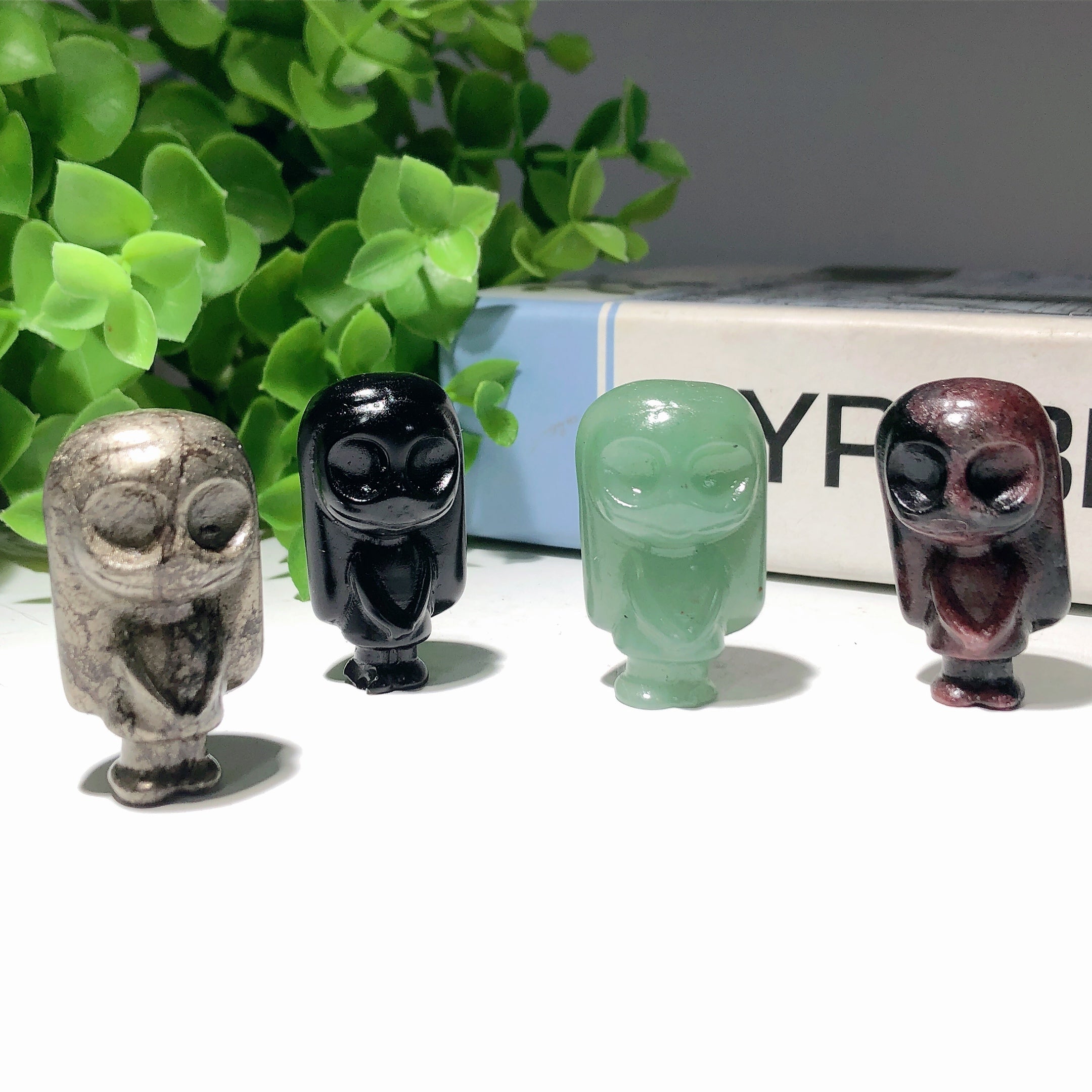 1.5 Inch Mixed Crystal Owl Carving Figurine for Healing Energy