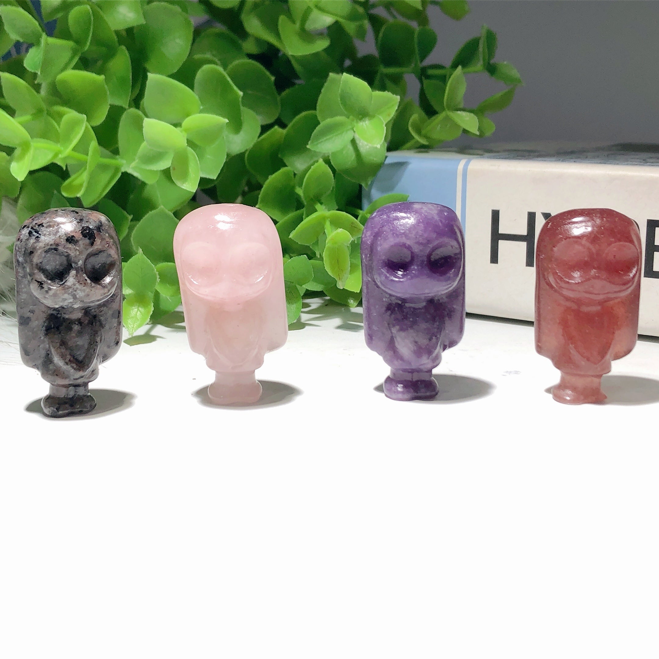 1.5 Inch Mixed Crystal Owl Carving Figurine for Healing Energy
