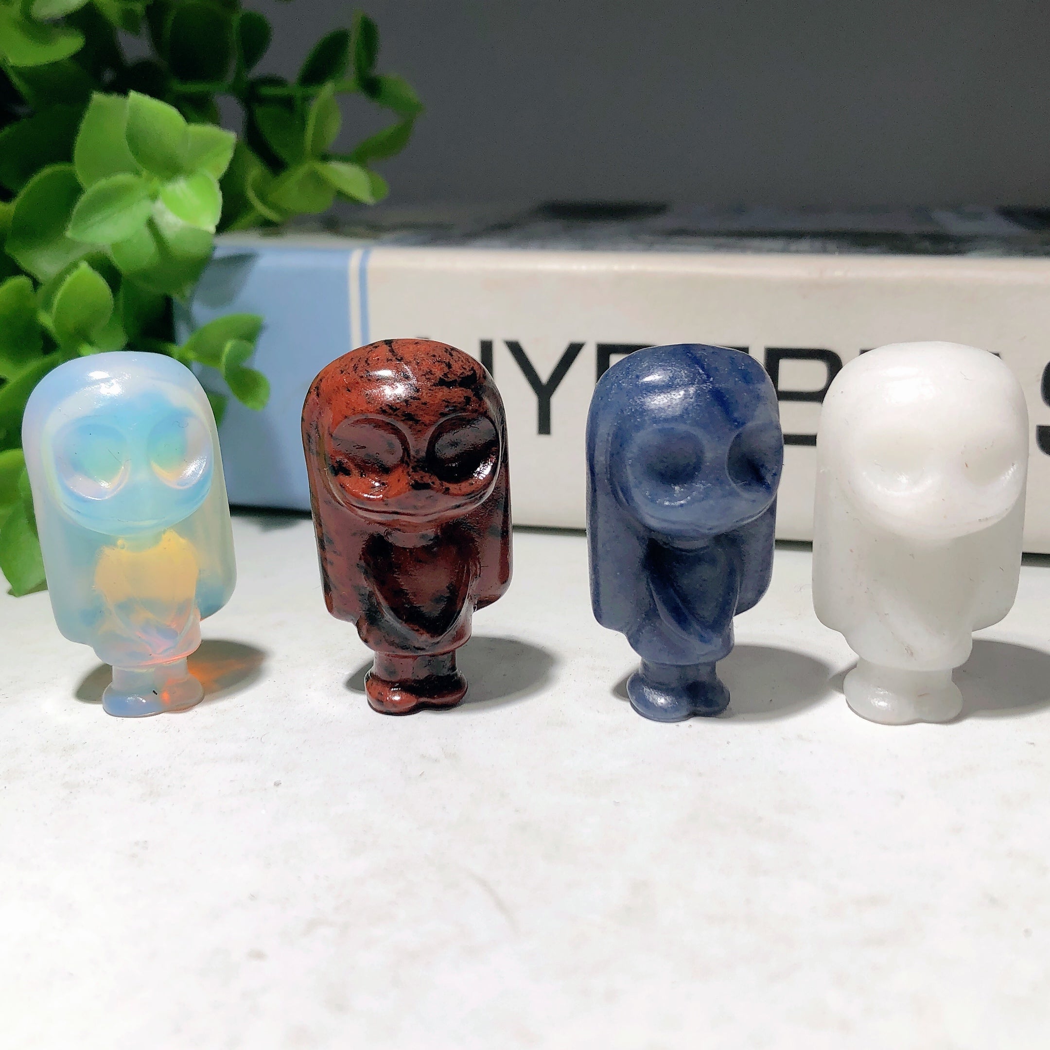 1.5 Inch Mixed Crystal Owl Carving Figurine for Healing Energy