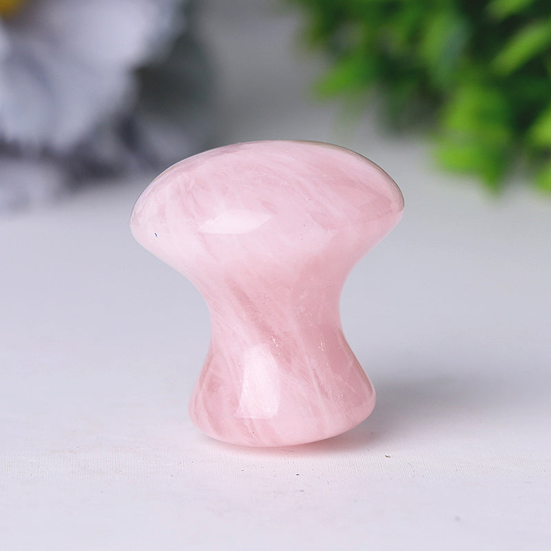 1.5 Inch Natural Rose Quartz Mushroom Crystal for Body Massage