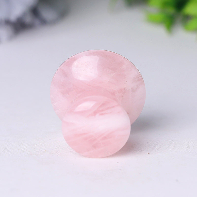 1.5 Inch Natural Rose Quartz Mushroom Crystal for Body Massage