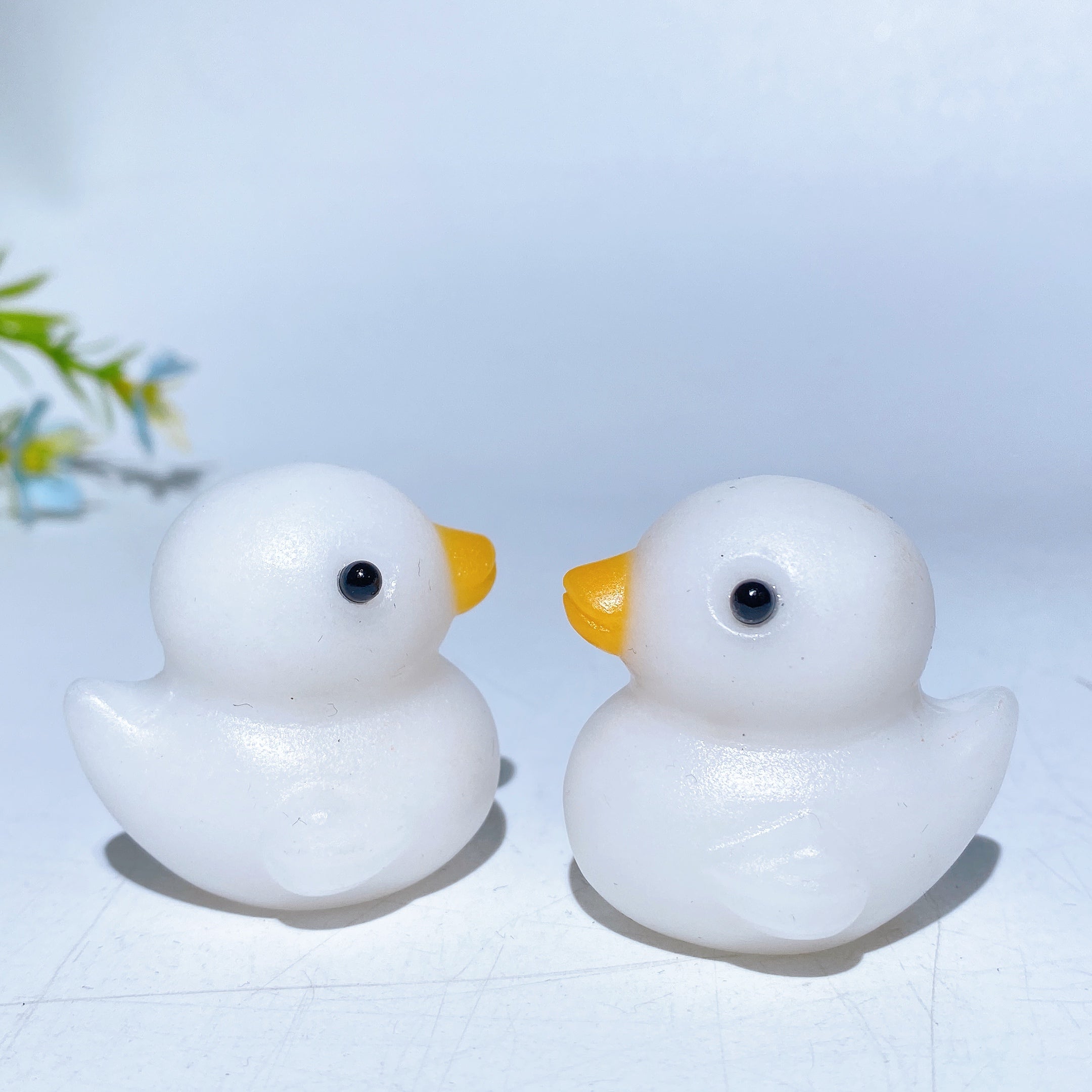 1.5 Inch Orange Calcite White Jade Duck Crystal Figurines