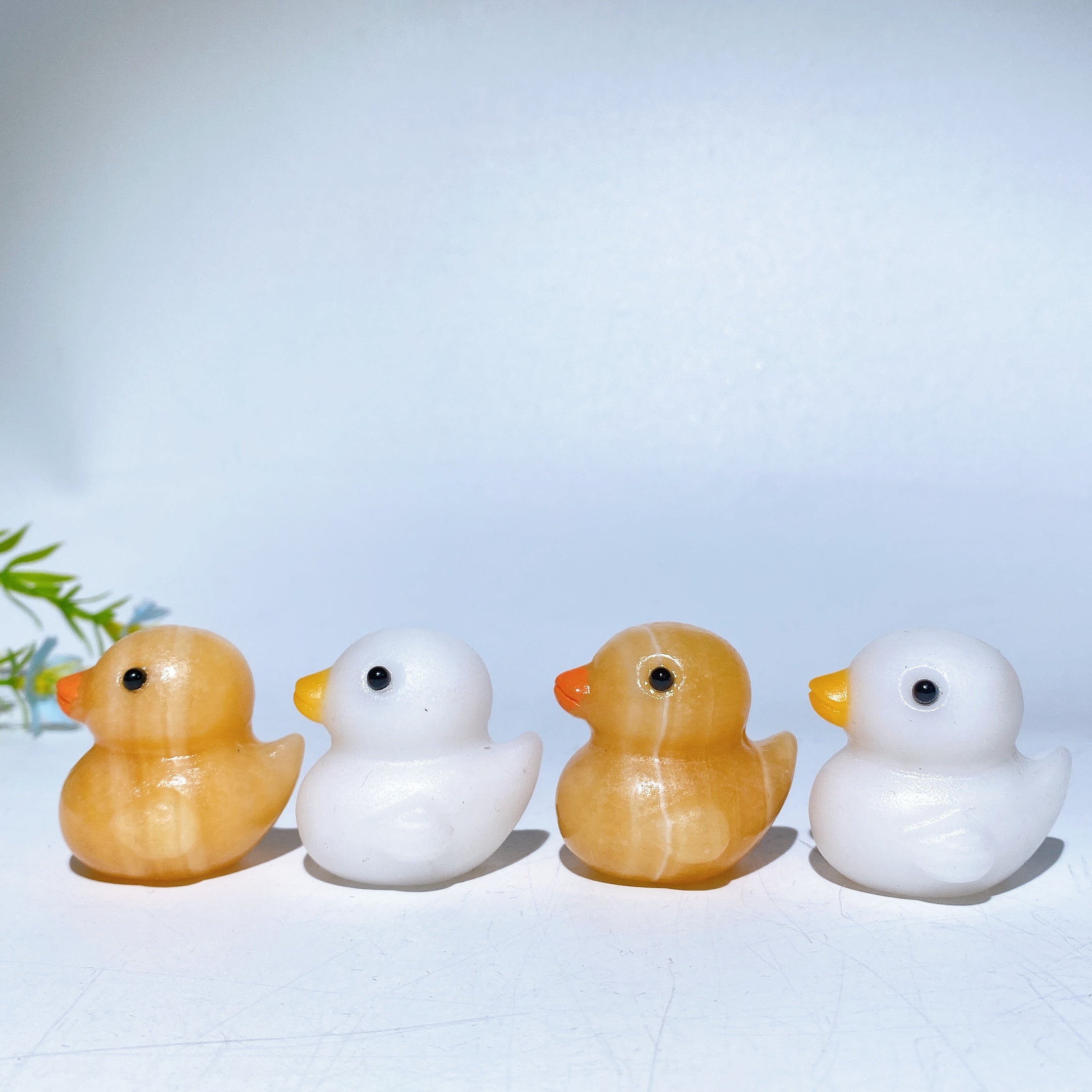 1.5 Inch Orange Calcite White Jade Duck Crystal Figurines