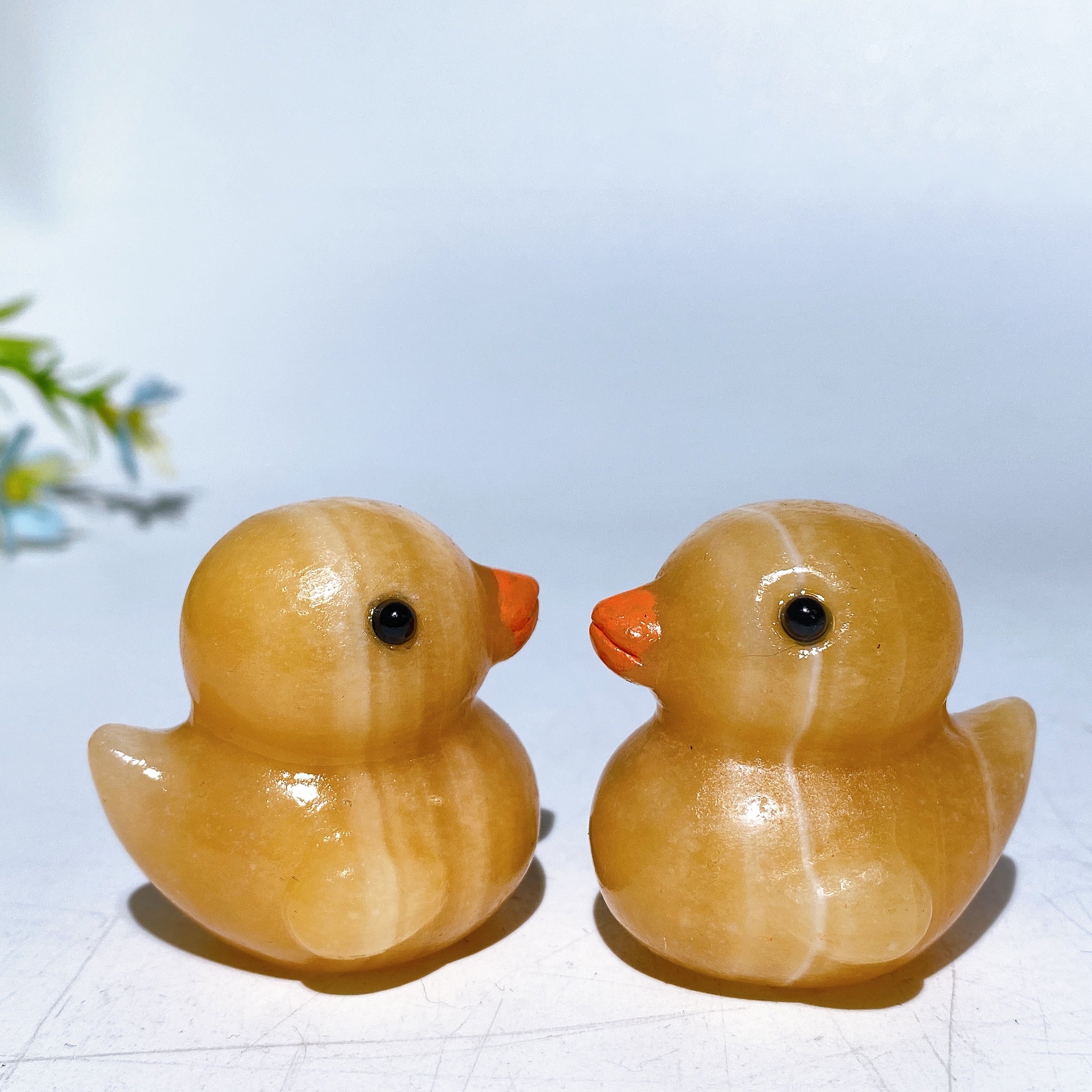 1.5 Inch Orange Calcite White Jade Duck Crystal Figurines