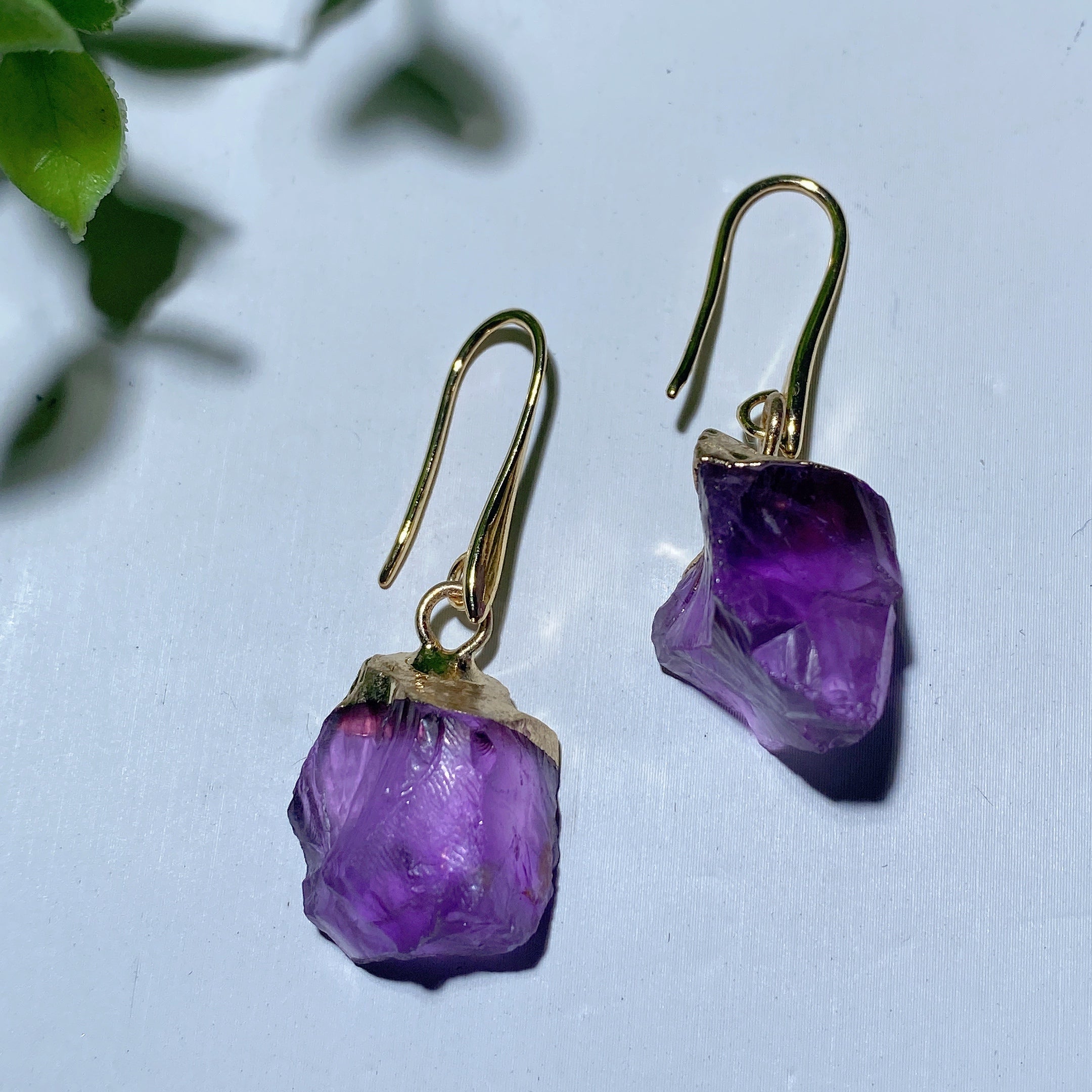 1.5-inch Raw Amethyst Stone Earrings for Healing