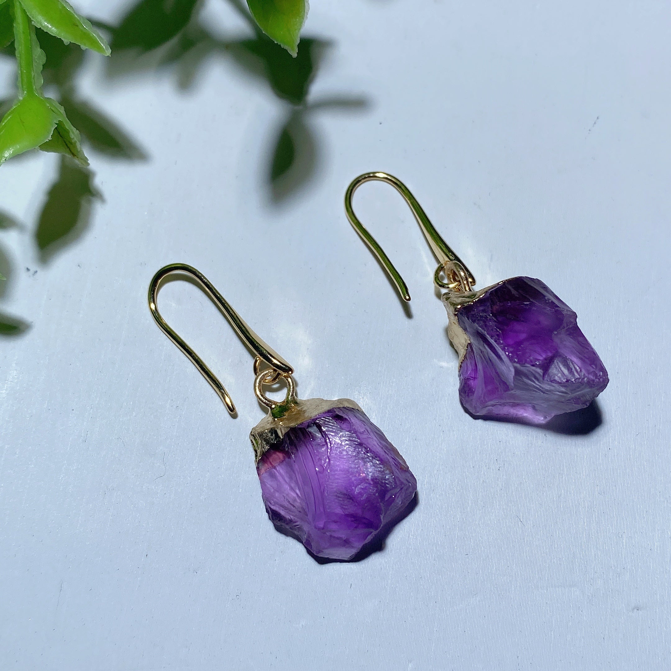 1.5-inch Raw Amethyst Stone Earrings for Healing