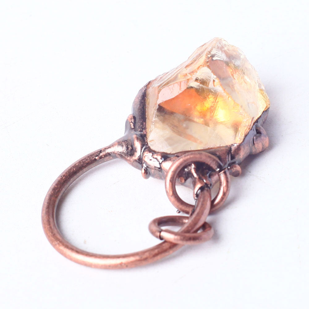 1.5-inch Raw Citrine Crystal Pendant Wire Wrapped for Healing