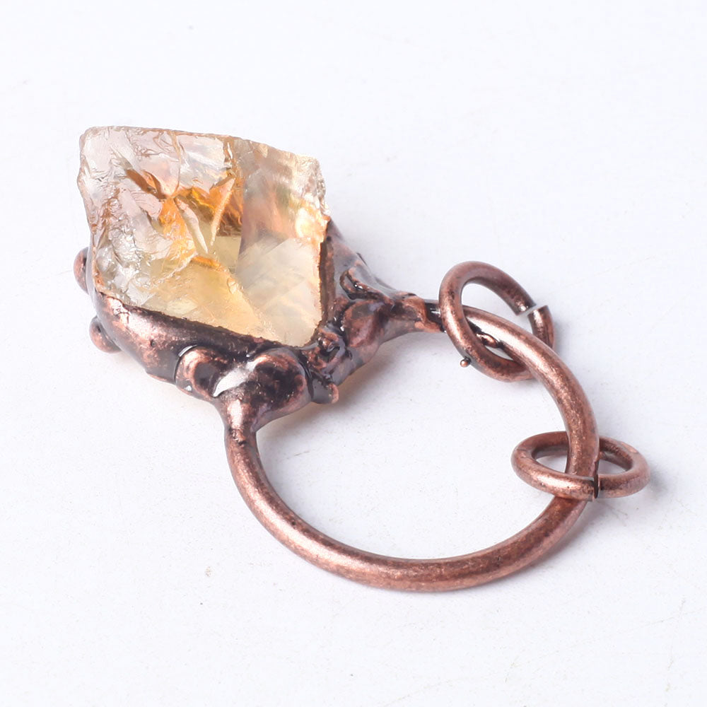 1.5-inch Raw Citrine Crystal Pendant Wire Wrapped for Healing