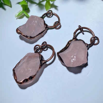 1.5-inch Raw Rose Quartz Pendant for Healing & Balance