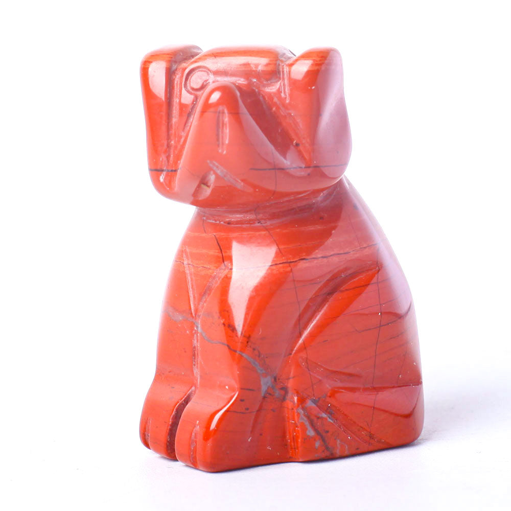 1.5 Inch Red Jasper Crystal Dog Healing Figurine