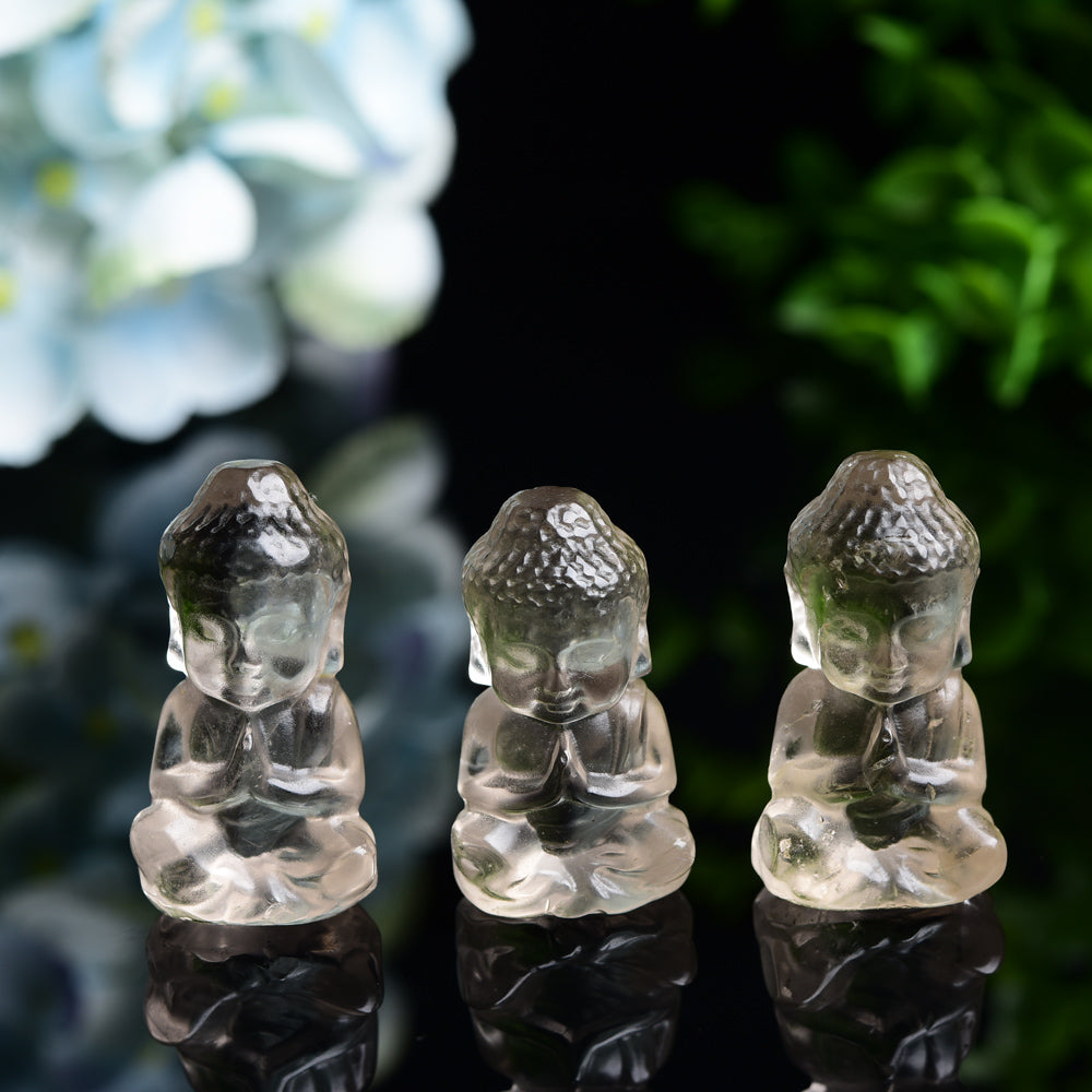 1.5 inch Smoky Quartz Crystal Buddha Figurine Healing Carving