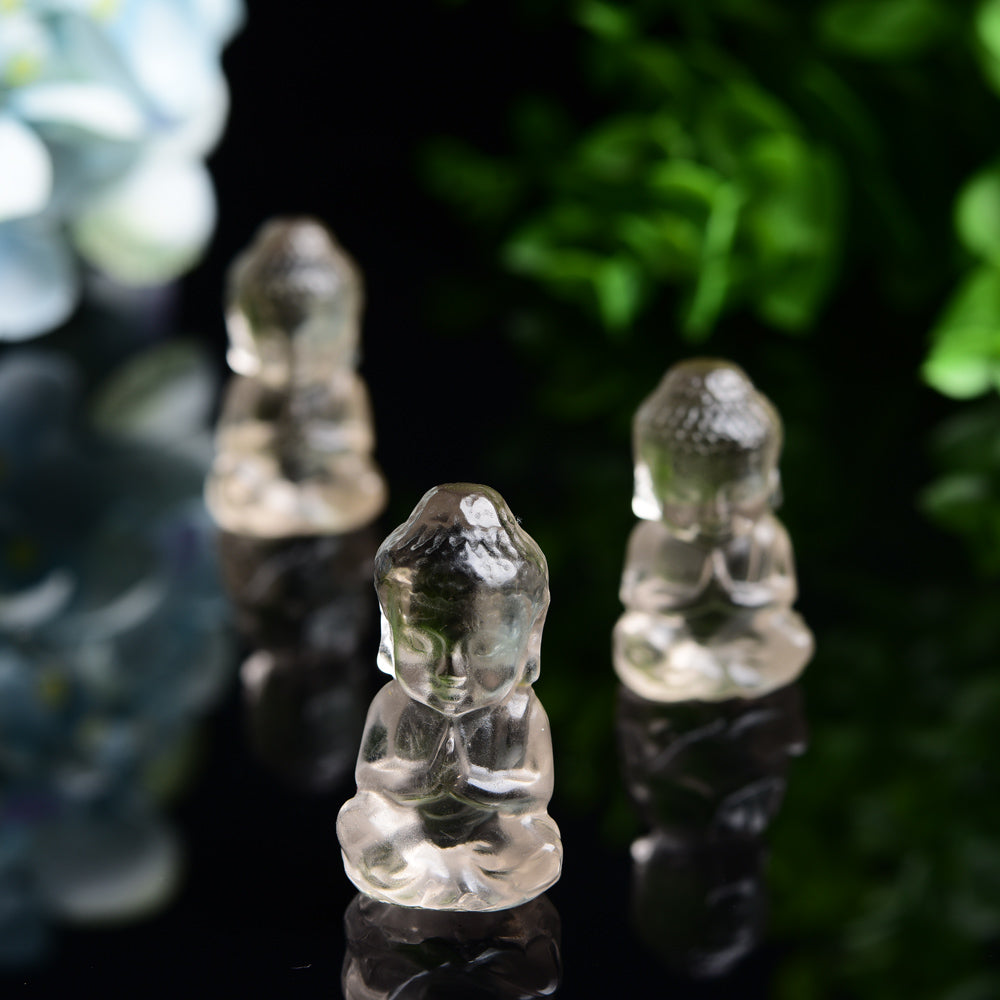 1.5 inch Smoky Quartz Crystal Buddha Figurine Healing Carving