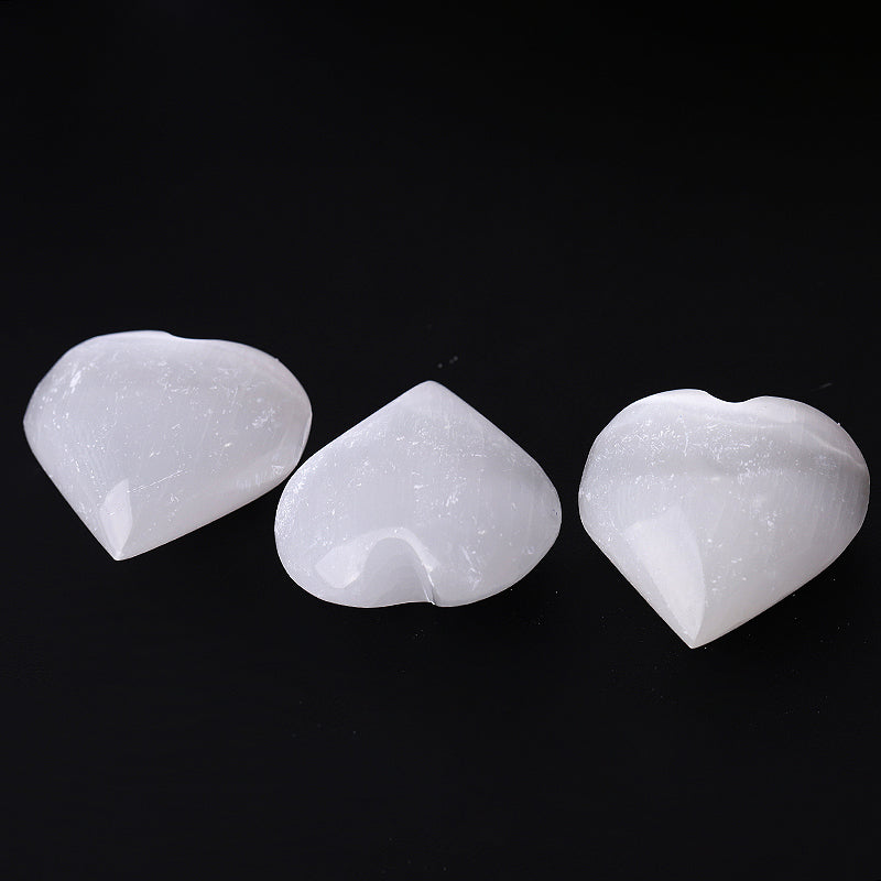 1.5" Selenite Heart Palm Stone for Meditation & Healing