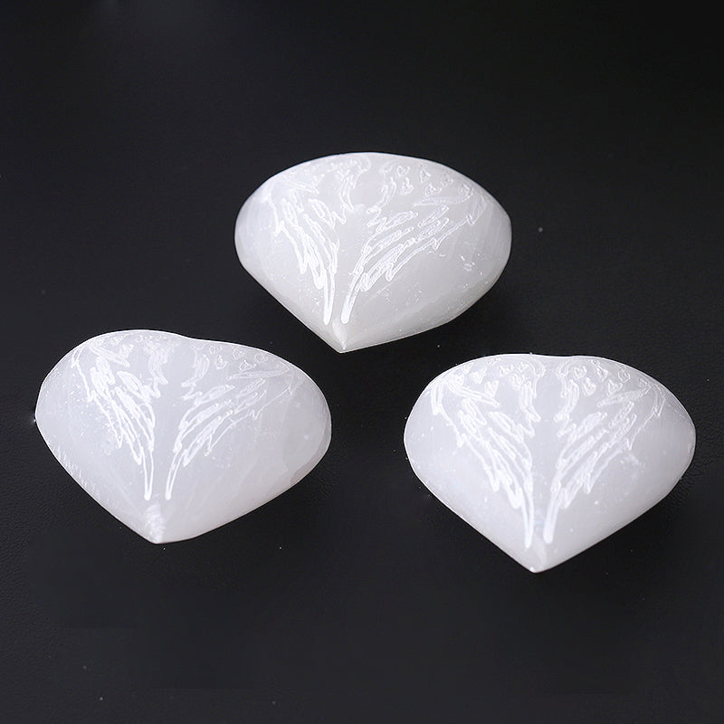 1.5" Selenite Heart Palm Stone for Meditation & Healing