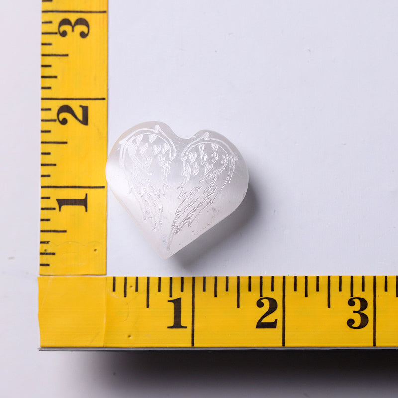 1.5" Selenite Heart Palm Stone for Meditation & Healing
