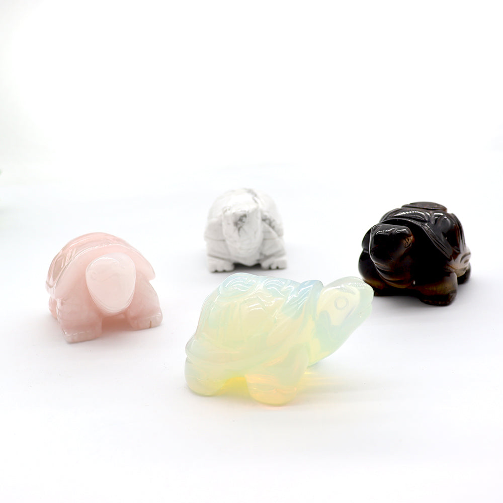 1.5in Rose Quartz Crystal Turtle Sculpture for Luck