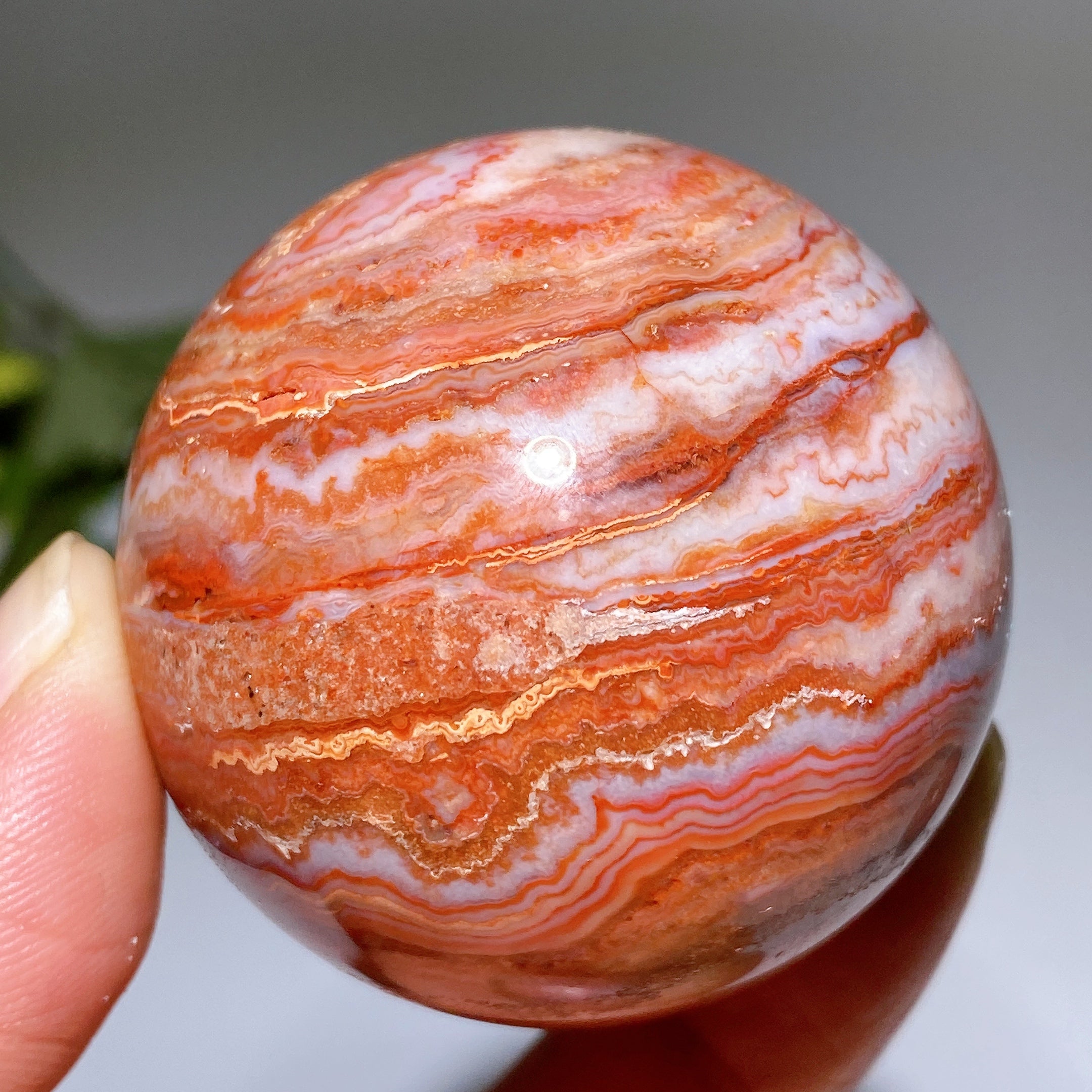 1.6-2.2 inch Red Crazy Agate Crystal Sphere for Healing Display